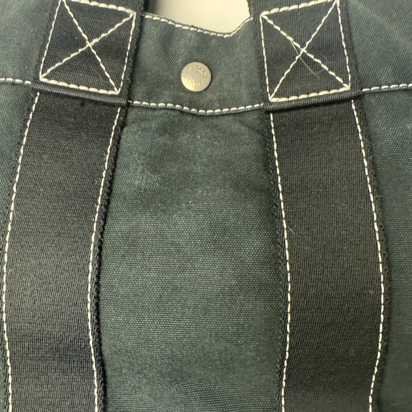 Hermes Black Canvas Bag with silver snap closure - Picture 4 of 9